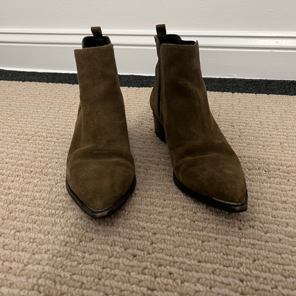 Marc Fisher-Pointy Toe Taupe Suede Bootie